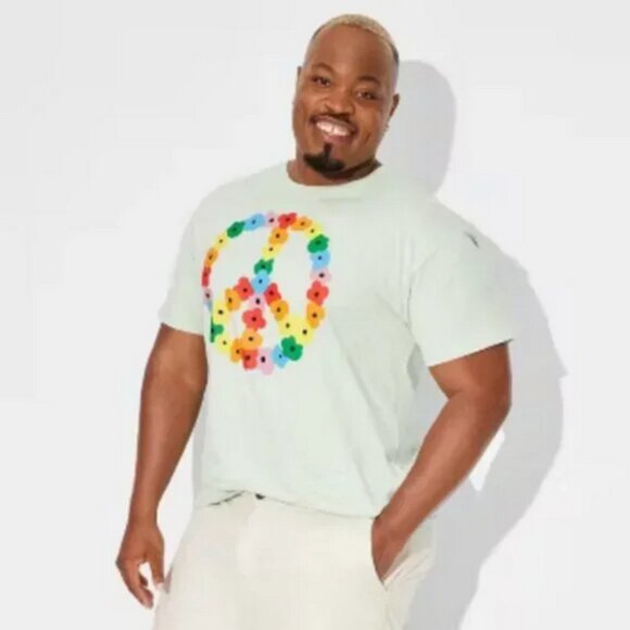 Pride Adult The PHLUID Project Short Sleeve 'Peace Sign' T-Shirt - Green M - Picture 4 of 4